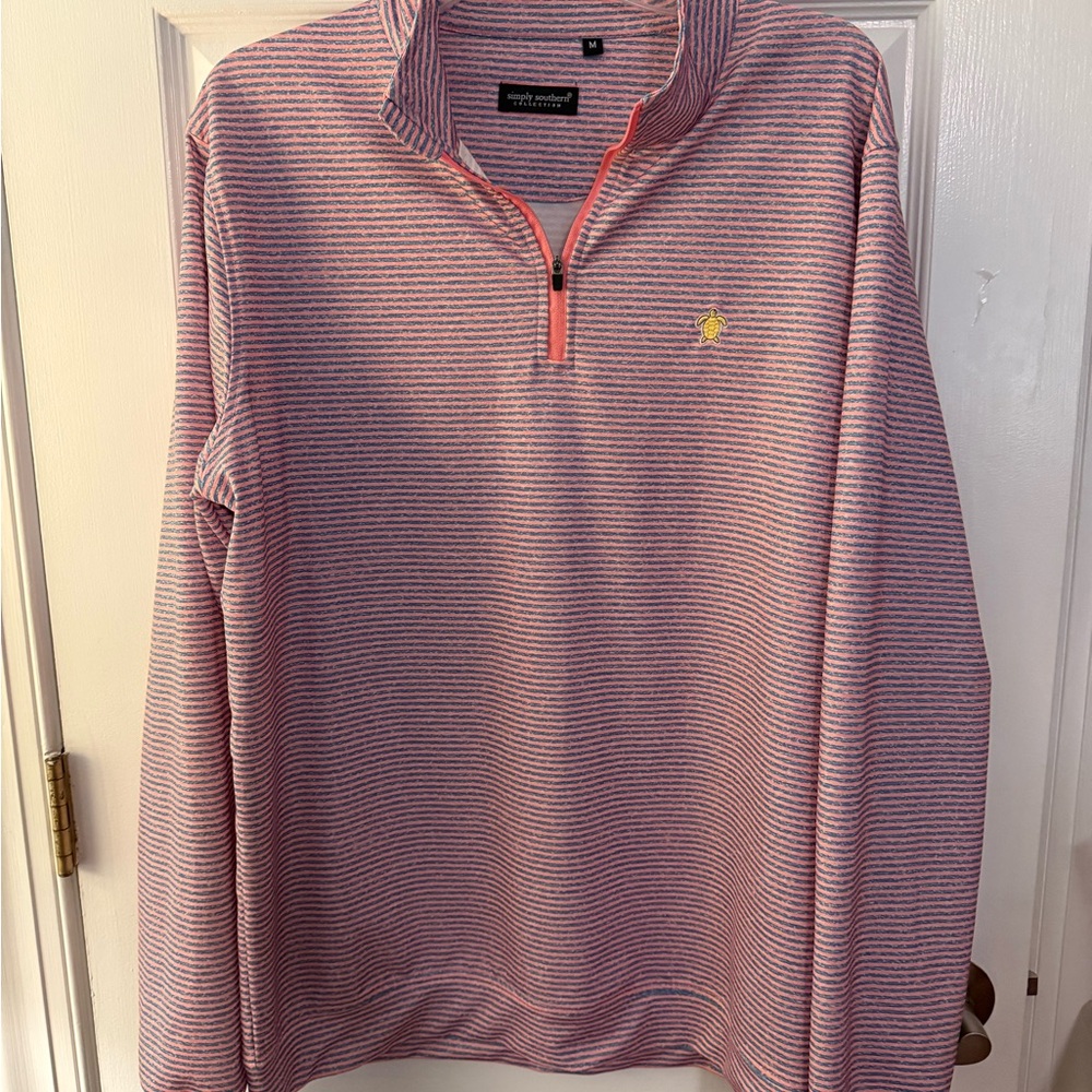 Simply Southern Coral and Teal Striped Top